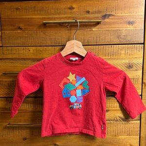 Paul Smith Baby Red Long-Sleeve Tee with Colorful Geometric Car Design